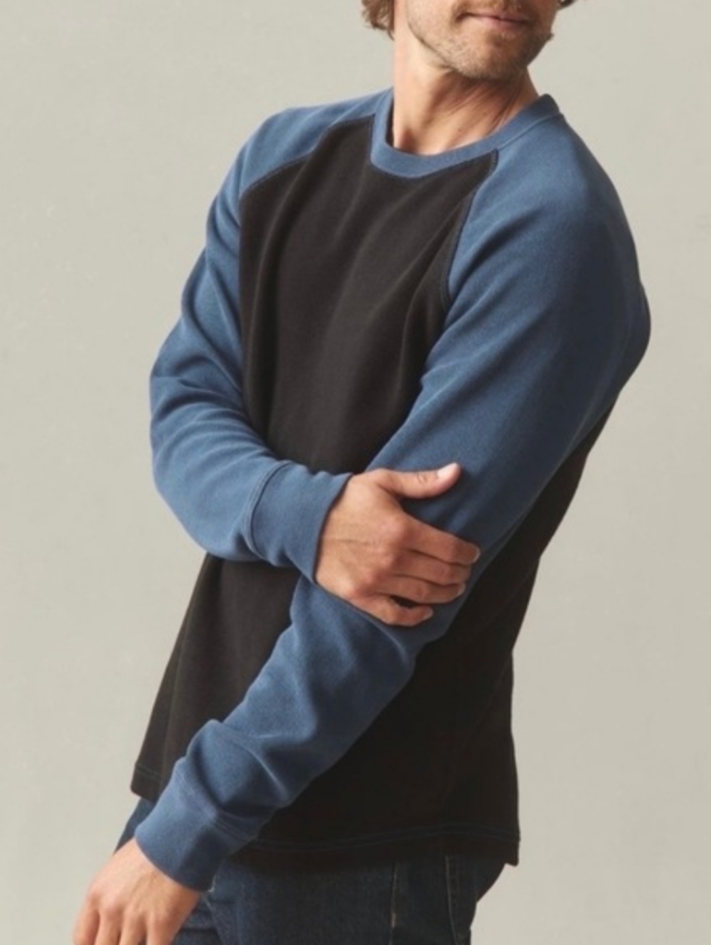 American Giant French Rib Raglan Crew Long-Sleeve Colorblock New